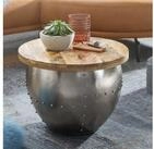 FINEBUY Couchtisch FB24276 Rund Holz Metall Sofatisch &Oslash; 60 cm Tisch Industrial