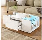 STILVORA Couchtisch mit LED-Beleuchtung,Hochglanz-Sofatisch Wohnzimmertisch mit
