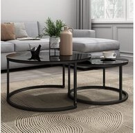Vicco Couchtisch Montreal, Schwarz, 77 x 77 cm 2 Teile (2-St)