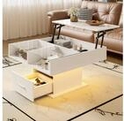 STILVORA Couchtisch mit LED-Leucht,verstellbarer Sofatisch Wohnzimmertisch mit