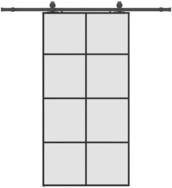 vidaXL Schiebet&uuml;r Schiebet&uuml;r mit Beschlag Schwarz 102,5x205 cm ESG-Glas