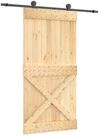 vidaXL Schiebet&uuml;r Schiebet&uuml;r 100 x 210 cm Massivkiefer (Unbehandelt) (1-St)