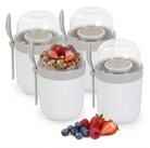 relaxdays M&uuml;slibox M&uuml;slibecher to go 4er Set, Kunststoff, wei&szlig;