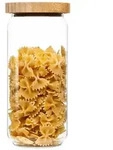 Klarstein Frischhaltedose Stapelglas, Bambus 1000 ml | 9.5 cm x 9.5 cm x 21 cm