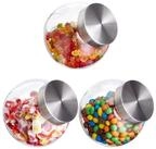 relaxdays Vorratsglas Bonbongl&auml;ser 3er Set 1,5 L, Glas
