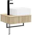 vidaXL Badezimmerspiegelschrank Wandmontiertes Waschbecken Sonoma-Eiche 50 x 41...