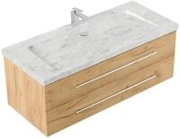 Posseik Badm&ouml;bel-Set Badm&ouml;bel Waschplatz Marmor Carrara White "YAMO 130"...