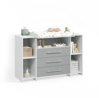 Livinity&reg; Wickelkommode Torino, Wei&szlig;/Grau/Wei&szlig;, XL mit Schubladen