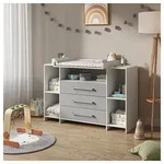 Vicco Wickelkommode Oskar, Grau, 143 x 100 cm XL mit Schubladen grau|wei&szlig; 143...
