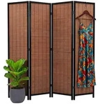 relaxdays Paravent Bambus Paravent, braun, 4-teilig braun 160 cm x 170 cm x 2 cm