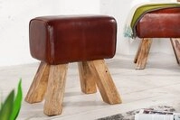 riess-ambiente Sitzhocker TURNBOCK 40cm coffee / natur, mit Echtleder-Bezug
