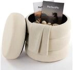Arebos Sitzhocker Schminkhocker mit Stauraum Boucl&eacute; Hocker Creme &Oslash;42 cm, Sitzhocker
