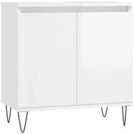 vidaXL Badkommode, Badschrank Hochglanz-Wei&szlig; 58x33x60 cm Holzwerkstoff