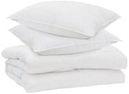 vidaXL Bett Bettdecke mit Kissen 3 stk. Wei&szlig; Mikrofaser (3-tlg)