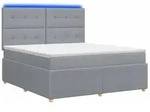 vidaXL Bett LED Boxspringbett mit Matratze Hellgrau 160 x 200 cm Stoff (1-tlg)...