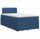 vidaXL Bett Boxspringbett mit Matratze mit Kopfteil Blau 120 x 200 cm Stoff...