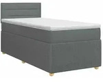 vidaXL Bett Boxspringbett mit Matratze Dunkelgrau 90 x 190 cm Stoff (1-tlg) grau