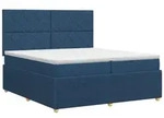 vidaXL Bett Boxspringbett mit Matratze mit Kopfteil Blau 200 x 200 cm Stoff...