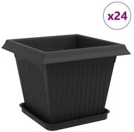 vidaXL Blumentopf Blument&ouml;pfe 24 stk. Schwarz Kunststoff (24 St)