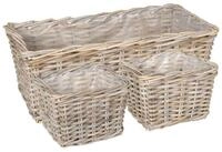 vidaXL Aufbewahrungskorb Blumentopfkorb GENDT 3 stk. Nat&uuml;rliches Grau Kubu...