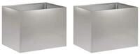 vidaXL Blumentopf Garten-Pflanzgef&auml;&szlig; 2 stk. Silber 40 x 30 x 30 cm Edelstahl...
