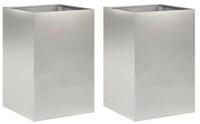 vidaXL Blumentopf Garten-Pflanzgef&auml;&szlig; 2 stk. Silber 50 x 50 x 75 cm Edelstahl...