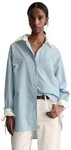 Marc O'Polo DENIM Langarmbluse Streifenbluse loose aus Papertouch Popeline blau...