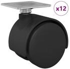 vidaXL Stuhlrolle Drehrolle 12 Stk. Schwarz 39,5 x 39,5 x 37,8 mm Eisen und PP,