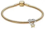 Pandora Armband 68610, f&uuml;r Damen Gl&uuml;cksstern und Herz Goldfarben Starter-Set