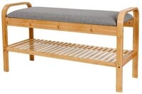 Lumaland Schuhregal Schuhregal aus Bambus mit Sitzbank, 1 Ebene 90x50x30...