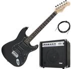 Rocktile E-Gitarre Pro ST60-BK E-Gitarre All Black AK20G Set - In edler Black...