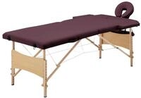 vidaXL Massageliege Massageliege Klappbar 2-Zonen mit Holzgestell Bordeaux-Lila