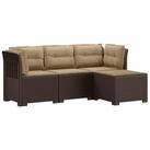 vidaXL Sofaelement 4-Sitzer Garten Sofa mit Kissen Rattan Look PP Braun