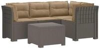 vidaXL Sofaelement 4-Sitzer Garten Sofa mit Kissen Rattan Look PP Hellgrau