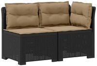 vidaXL Sofaelement 2-Sitzer Garten-Sofa mit Kissen Rattan-Look PP Anthrazit