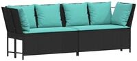 vidaXL Loungesofa Gartensofa mit Kissen Schwarz Poly Rattan, 1 Teile