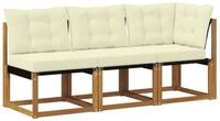 vidaXL Sofaelement 3 stk. Outdoor Mittel- und Ecksofa Natur (3 St)