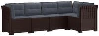 vidaXL Sofaelement 5-Sitzer Gartensofa mit Kissen Rattan-Look PP Braun