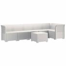 vidaXL Sofaelement 6-Sitzer Garten Sofa Rattan Look PP Wei&szlig;