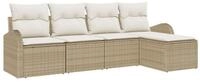 vidaXL Gartenlounge-Set Gartensofa-set Beige Poly-Rattan, (5-tlg)