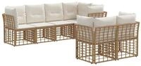 vidaXL Gartenlounge-Set Outdoor-Sofagarnitur 7 stk. Natur Polyester, (7-tlg)