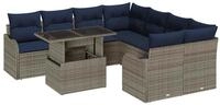 vidaXL Gartenlounge-Set Essgruppe 9 stk. Grau, (9-tlg)