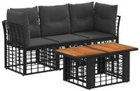 vidaXL Gartensofa Gartensofa-set 4 stk. Schwarz und Dunkelgrau Poly-Rattan, 4...
