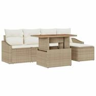 vidaXL Gartenlounge-Set Garten-Sofa-Set 6 stk. Beige Poly Rattan, (6-tlg)