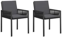 vidaXL Gartenstuhl Gartenst&uuml;hle 2 stk. Schwarz und Dunkelgrau Poly-Rattan (2...