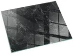 Tulup Bodenschutzplatte Schwarz Elegantes Marmormuster, Geh&auml;rtetem Glas f&uuml;r