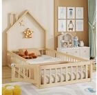 STILVORA Kinderbett 90x200 Hausbett mit Sicherheitsgitter Holzbett mit
