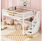 STILVORA Hochbett 140x200 mit stauraum,Kinderbett mit Schreibtisch,ohne
