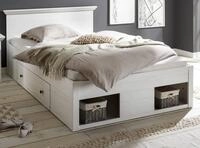 Furn.Design Einzelbett Hooge (Bett in Pinie wei&szlig; gek&auml;lkt, Liegefl&auml;che 140 x...