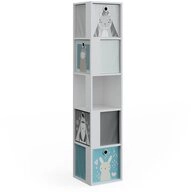 Vicco B&uuml;cherregal Lio, Wei&szlig;, 33.3 x 162.2 cm mit 4 Faltboxen, 5-tlg.